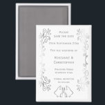Silver Bells Scroll Design Wedding Save The Date Magnet<br><div class="desc">Wedding save the date magnet bells design. Customise this silver coloured wedding save the date magnet with your wedding details. Should you require any help with customising then contact us through the link on this page. Silver coloured bells design personalised wedding save the date magnet</div>