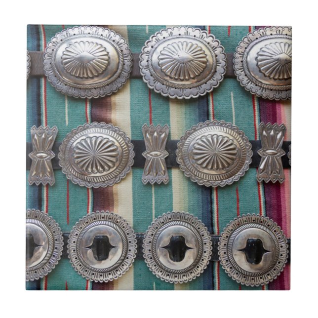 Silver belts for sale, Santa Fe, New Mexico. USA Tile (Front)