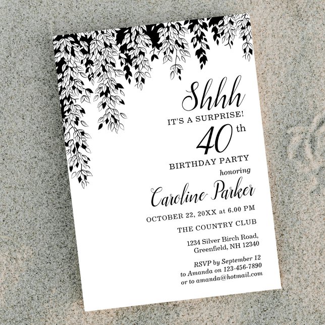 Silver Birch 40th Anniversary Surprise Birthday  Invitation (Creator Uploaded)