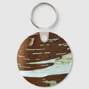 Silver Birch Natural Tree Bark Keychain
