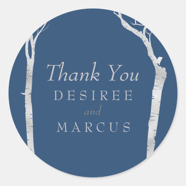 Silver Birch Trees Thank You Stickers (Front)