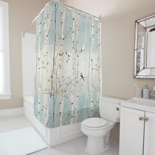 Silver Birches Shower Curtain (In Situ)