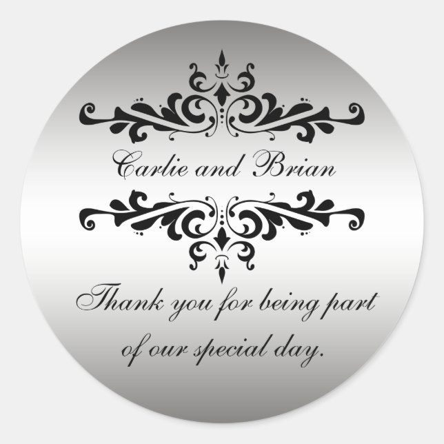 Silver Black 25th Wedding Anniversary Sticker (Front)