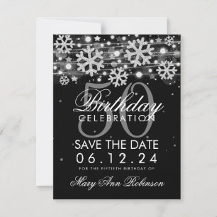 Silver Black 50th Birthday Save Date Winter Save The Date