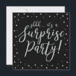 Silver & Black | 50th Surprise Birthday Party Invitation<br><div class="desc">Celebrate your special day with this silver & black modern surprise birthday party invitation template. This design features chic gold textured calligraphy and confetti background. You can customize the text to any birthday or events. (21st,  30th,  40th,  50th,  60th,  70th,  80th,  90th,  100th)</div>