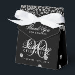 Silver Black 90th Birthday Thank You Confetti Favor Box<br><div class="desc">Elegant "Thank You" 90th Birthday Silver Faux Glitter Confetti Black design.</div>