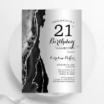 Silver Black Agate 21st  Birthday Invitation<br><div class="desc">Black and silver agate 21st birthday party invitation. Elegant modern design featuring rock stone marble geode background,  faux glitter silver and typography script font. Trendy invite card perfect for a stylish women's bday celebration. Printed Zazzle invitations or instant download digital printable template.</div>