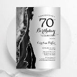 Silver Black Agate 70th Birthday Invitation<br><div class="desc">Black and silver agate 70th birthday party invitation. Elegant modern design featuring rock stone marble geode background,  faux glitter silver and typography script font. Trendy invite card perfect for a stylish women's bday celebration. Printed Zazzle invitations or instant download digital printable template.</div>