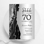 Silver Black Agate Surprise 70th Birthday Invitation<br><div class="desc">Black and silver agate surprise 70th birthday party invitation. Elegant modern design featuring rock stone marble geode background,  faux glitter silver and typography script font. Trendy invite card perfect for a stylish women's bday celebration. Printed Zazzle invitations or instant download digital printable template.</div>