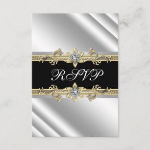 Silver Black and Gold RSVP Card