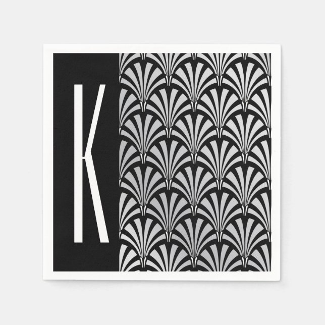 Silver & Black Art Deco Napkin (Front)