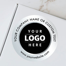 Silver Black Business Logo Shipping Promotional Classic Round Sticker
