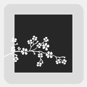 Silver/Black Cherry Blossoms Wedding (20) Sticker