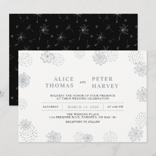 Silver & Black Chic Modern Wedding Ceremony Invitation