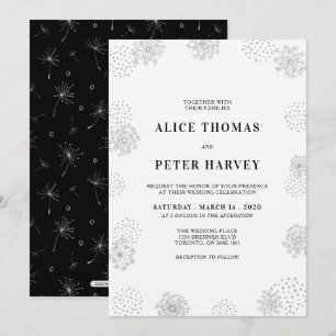 Silver & Black Chic Modern Wedding Ceremony Invitation