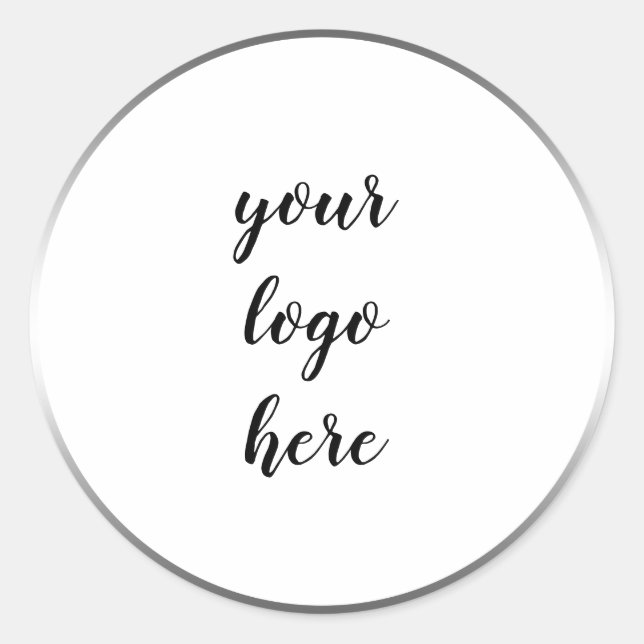  Silver Black Circle Rings Border Custom Logo Classic Round Sticker (Front)