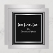 Silver Black Corporate Black Tie Fundraising Invitation (Front/Back)