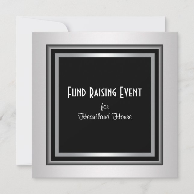 Silver Black Corporate Black Tie Fundraising Invitation (Front)