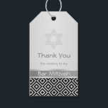 Silver black diamond pattern Bar Mitzvah Gift tag<br><div class="desc">Silver black diamond pattern and Star of David Bar Mitzvah Gift tag</div>