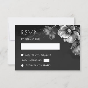 Silver Black Floral RSVP Card