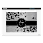 Silver Black Floral Swirls Personalized Laptop Ski