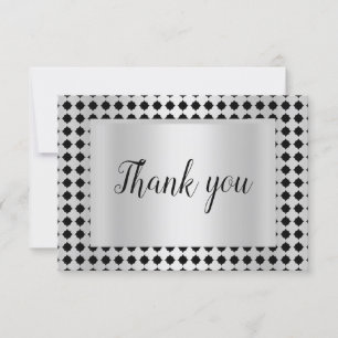 SILVER BLACK GEOMETRIC PATTERNED THANK YOU ANNOUNCEMENT