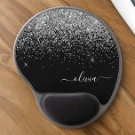 Silver Black Girly Glitter Sparkle Monogram Name Gel Mouse Pad<br><div class="desc">Silver and Black Sparkle Glitter Monogram Name and Initial Mousepad (Mouse Pad). This makes the perfect sweet 16 birthday,  wedding,  bridal shower,  anniversary,  baby shower or bachelorette party gift for someone that loves glam luxury and chic styles.</div>