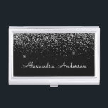 Silver Black Glitter and Sparkle Monogram Business Card Holder<br><div class="desc">Silver and Black Faux Luxury Chic Glam Glitter and Sparkle Elegant Girly Business Card Holder. This Business Card Holder can be customized to include your first and last name.</div>