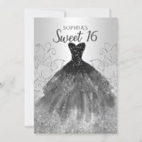 Silver Black Glitter Dress Sweet 16 birthday