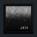 Silver Black Glitter Monogram Girly Name Gift Box<br><div class="desc">Black and Silver Sparkle Glitter Monogram Name Jewellery Keepsake Box. This makes the perfect graduation,  birthday,  wedding,  bridal shower,  anniversary,  baby shower or bachelorette party gift for someone that loves glam luxury and chic styles.</div>