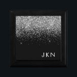 Silver Black Glitter Monogram Girly Name Gift Box<br><div class="desc">Black and Silver Sparkle Glitter Monogram Name Jewellery Keepsake Box. This makes the perfect graduation,  birthday,  wedding,  bridal shower,  anniversary,  baby shower or bachelorette party gift for someone that loves glam luxury and chic styles.</div>