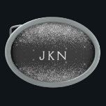 Silver Black Glitter Monogram Girly Name Initials Belt Buckle<br><div class="desc">Black and Silver Sparkle Glitter Monogram Name Belt Buckle. This makes the perfect graduation,  sweet 16 16th,  18th,  21st,  30th,  40th,  50th,  60th,  70th,  80th,  90th,  100th birthday,  wedding,  bridal shower,  anniversary,  baby shower or bachelorette party gift for someone that loves glam luxury and chic styles.</div>