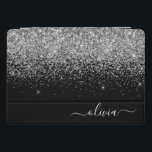 Silver Black Glitter Script Monogram Girly Name iPad Pro Cover<br><div class="desc">Silver and Black Faux Foil Metallic Sparkle Glitter Script Monogram Name Laptop Case. This makes the perfect sweet 16 birthday,  wedding,  bridal shower,  anniversary,  baby shower or bachelorette party gift for someone that loves glam luxury and chic styles.</div>