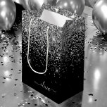 Silver Black Glitter Script Monogram Girly Name Medium Gift Bag<br><div class="desc">Black and Silver Sparkle Glitter Script Monogram Name Gift Bag. This makes the perfect sweet 16 birthday,  wedding,  bridal shower,  anniversary,  baby shower or bachelorette party gift bag for someone that loves glam luxury and chic styles.</div>