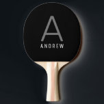 Silver Black Grey Modern Monogram Name Ping Pong Paddle<br><div class="desc">Modern monogrammed ping pong paddle with elegant simple black,  silver,  grey,  and white thin sans serif fonts.</div>