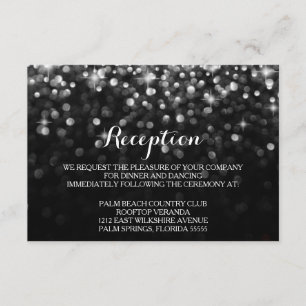 Silver Black Hollywood Glitz Glam Reception Card