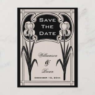 Silver & Black Iris Elegant Save The Date Postcard