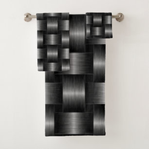 Silver Black Lattice Bath Towels