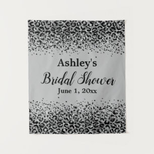 Silver Black Leopard Bridal Shower Backdrop Prop Tapestry