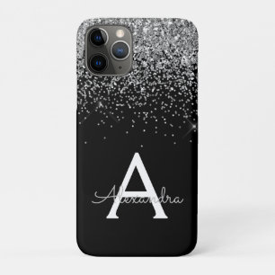 Silver Black Luxury Glitter Monogram iPhone 11 Pro Case