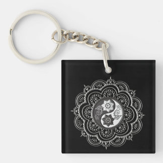 Silver & Black Mandala Keychain
