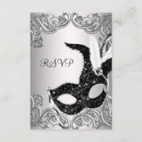 Silver Black Mask Masquerade Party RSVP