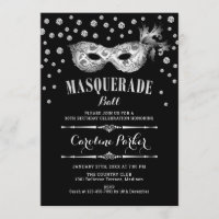 Silver Black Masquerade Ball Birthday Party
