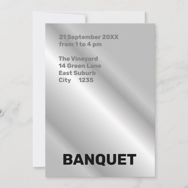 Silver & Black Minimilist Wedding Banquet Invitation (Front)