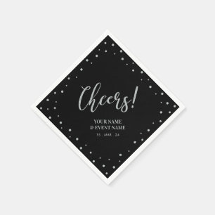 Silver & Black Modern Cheers Birthday Party Napkin
