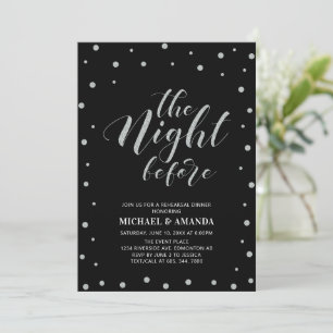 Silver & Black Modern Typography Rehearsal Dinner  Invitation