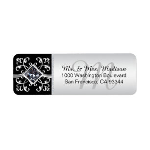 Silver Black Monogram Envelope Return Address