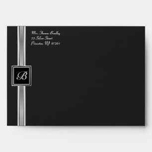Silver & Black Monogram Invitation Envelopes
