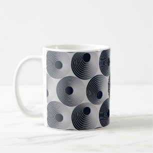 Silver-black mosaic: concentric rings texture. coffee mug