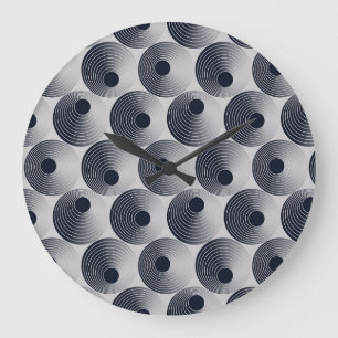Silver-black mosaic: concentric rings texture. large clock